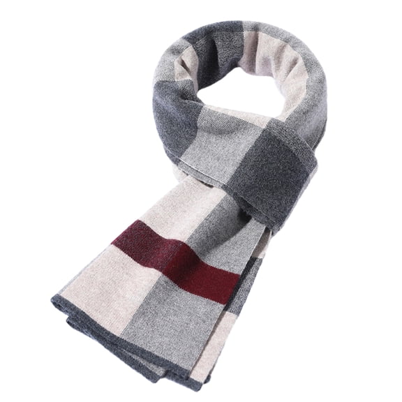 Qudderr Wool Scarf for Men Tartan Warm Plaid Scarf Lightweight Men's Fall Winter Long Scarves