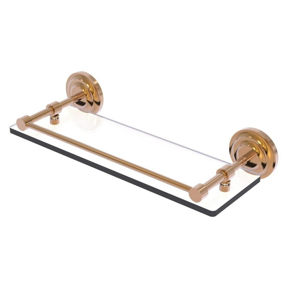Que New 16-in Tempered Glass Shelf with Gallery Rail in Brushed Bronze