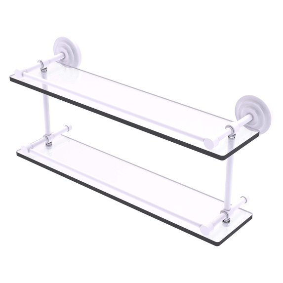 Que New 22 Inch Double Glass Shelf with Gallery Rail