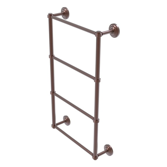 Que New Collection 4 Tier Ladder Towel Bar with Grooved Accents - Antique Copper / 36 Inch