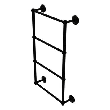 Que New Collection 4 Tier Ladder Towel Bar with Twisted Accents - Matte Black / 36 Inch