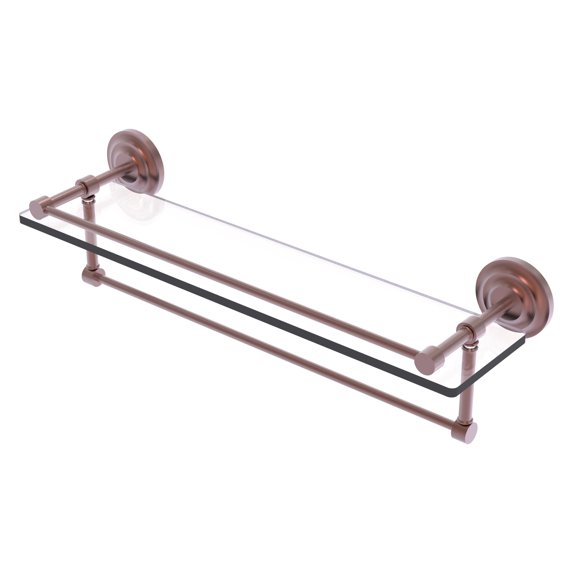 Que New Collection Gallery Rail Glass Shelf with Towel Bar - Antique Copper / 22 Inch