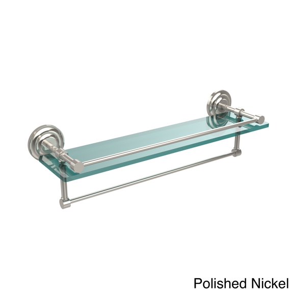 Que New Collection Gallery Rail Glass Shelf with Towel Bar - Polished Nickel / 22 Inch