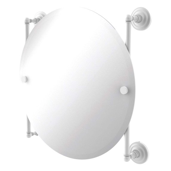 Que New Collection Round Frameless Rail Mounted Mirror - Matte White