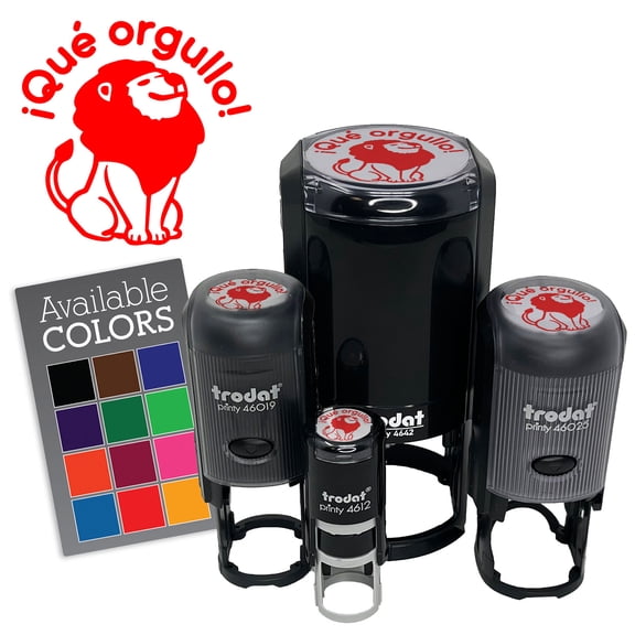 Que Orgullo Spanish Proud Lion Teacher Stamp Self-Inking Rubber Stamp for Stamping Ink Stamper Crafting Planners - 1/2 Inch Mini - Dry Pad (No Ink)