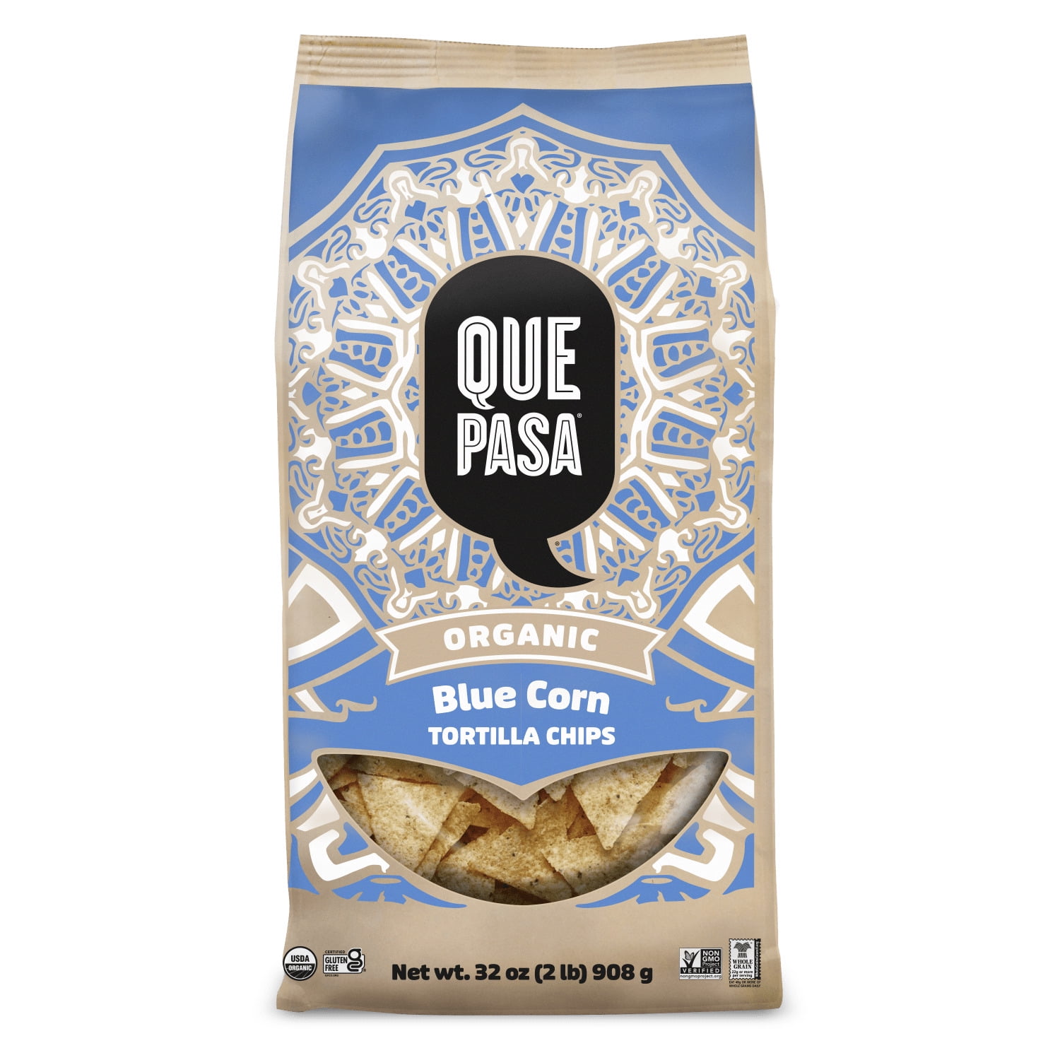 Que Pasa Organic Blue Corn Tortilla Chips 32oz Bag