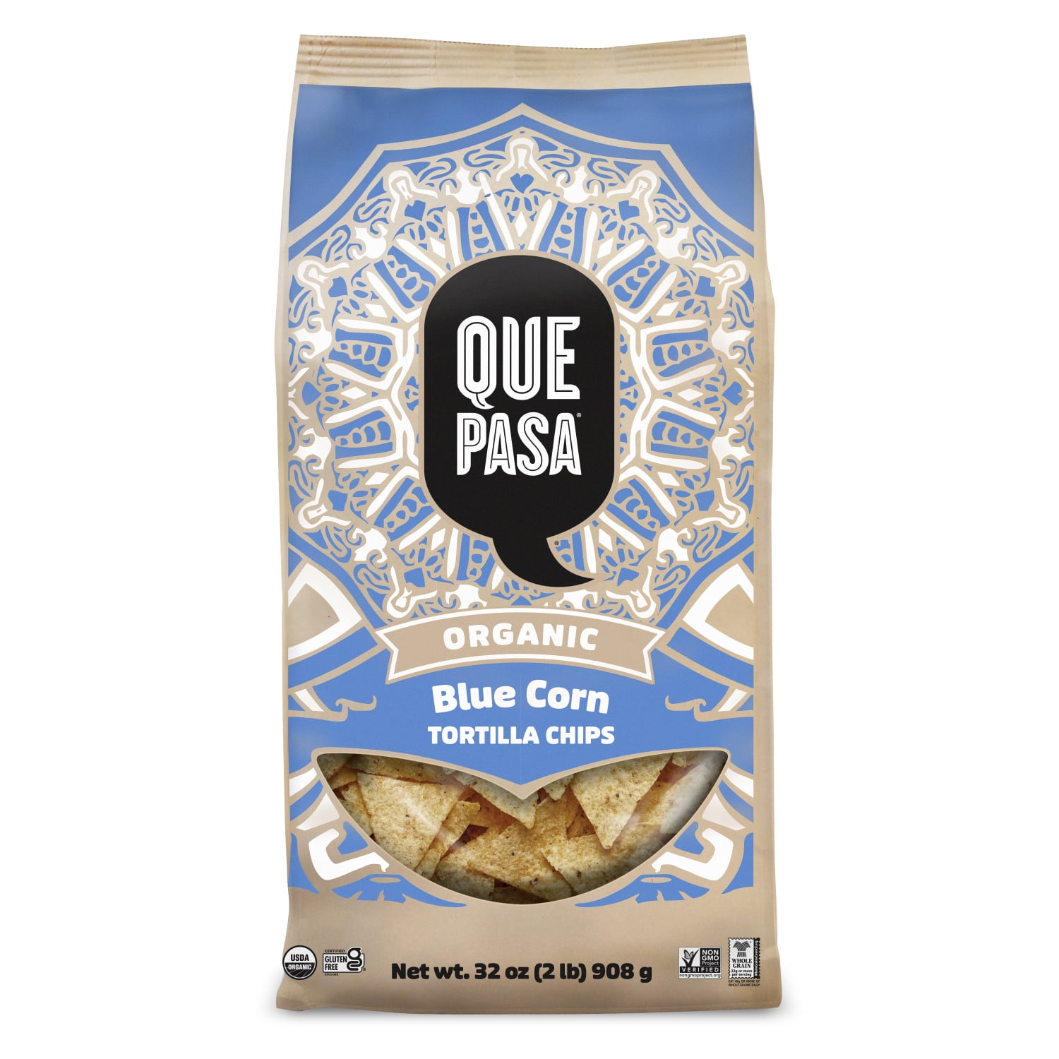 Que Pasa Organic Blue Corn Tortilla Chips 32oz Bag