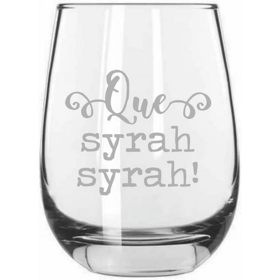 Que Sarah Sarah Wine Lover Etched 15.25oz Libbey Stemless Wine Glass