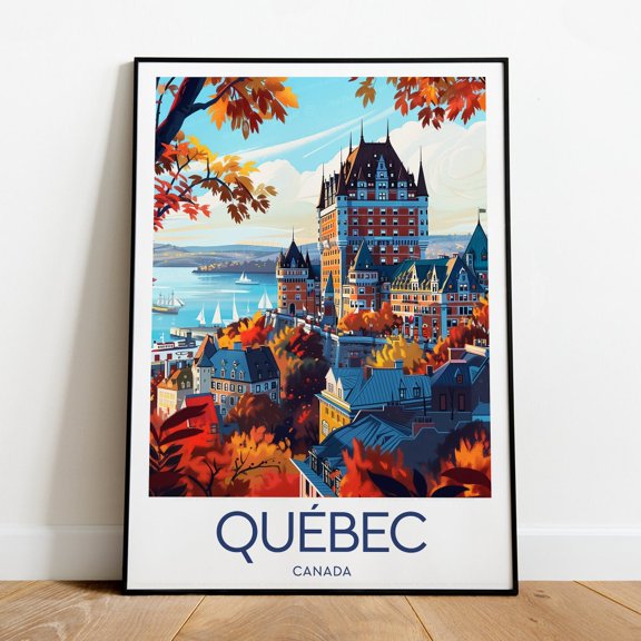 QueBec Travel Print Canada QueBec Poster Quebec Print Wedding Gift Birthday Present