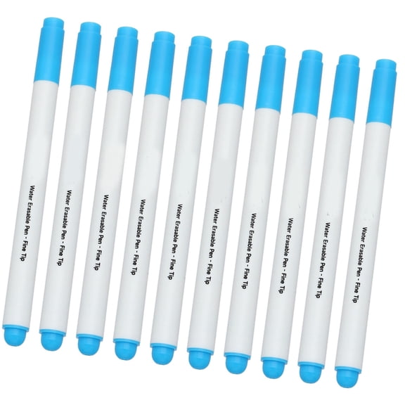QueMer 10Pcs Water Soluble Fabric Maker 1.0mm Tip Water Erasable Sewing Marking Pen