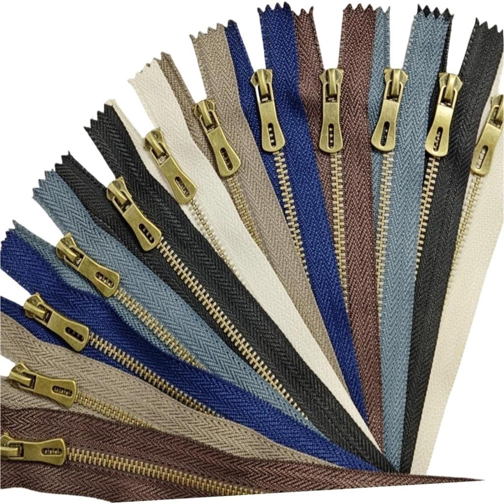 QueMer 12Pcs Heavy Duty Metal Zippers for Sewing Craft Tailoring Closed ...