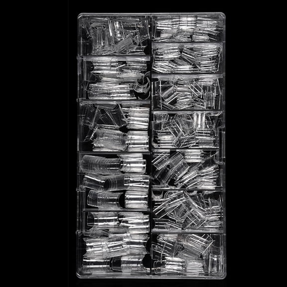 QueMer 504Pcs Short Square False Nails Semi Cover ABS For Women Natural Look Easy Application