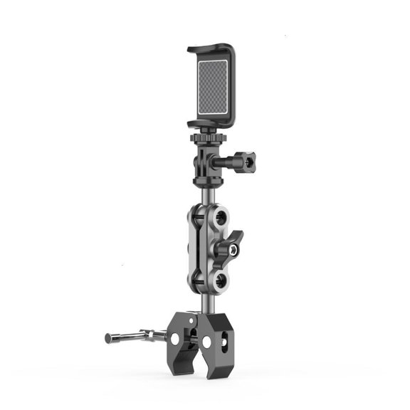 QueMer Adjustable 360 Degree Flexible Mount Holder for Smartphone Camera Tablet with Secure Clamp