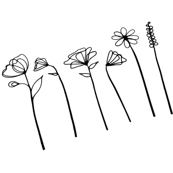 QueMer Black Metal Flowers Decorative Garden Stakes,Metal Outdoor Decors Iron Flower Sticks for Patio,Lawns