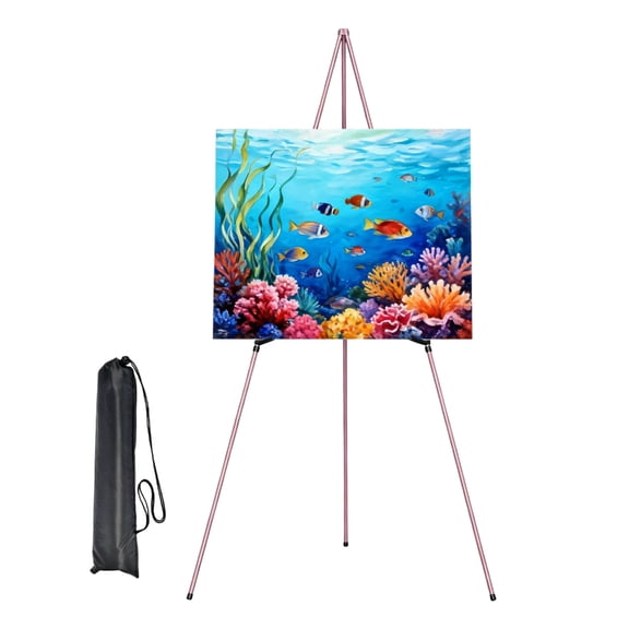 QueMer Foldable Metal Painting Easel Stand With Hard Frame And Practical Design Perfect For Art Classes And Outdoor Sketching