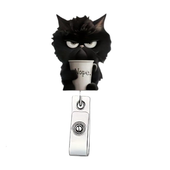 QueMer Funny Cats Badges Reel Retractable Acrylic Badges Clip Badge Reel Holder Nurse Doctor Name Tages Badge Clip for Worker
