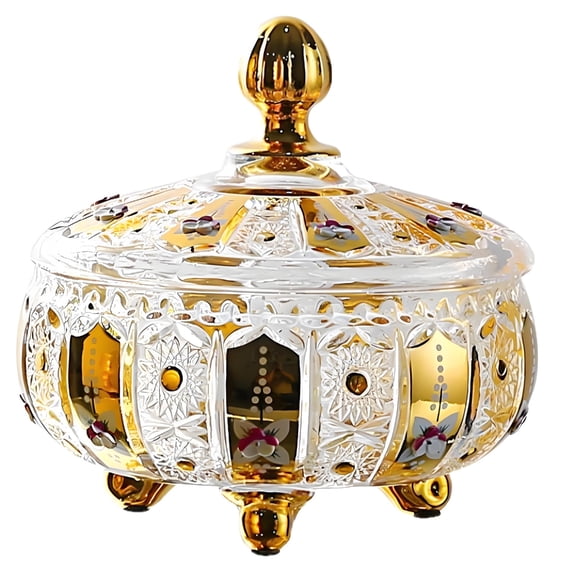 QueMer Glass Jar With Lid,Christmas Candy Dish,Cookie Candy Jars,Jewelry Box,Biscuit Containers Food Storage,Decorative Jar