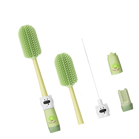 QueMer Hygienic Not Scratch Bottle Brush Feeding Pacifiers Brush For Infant Glass PPSU Containers And Teats