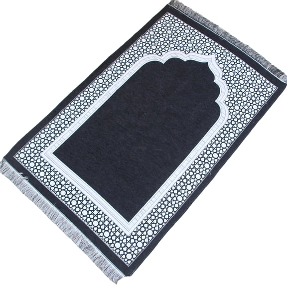 QueMer Islamic Prayer Rug Arabic Pattern Muslims Kneeling Mat Blanket for Men Women Kid