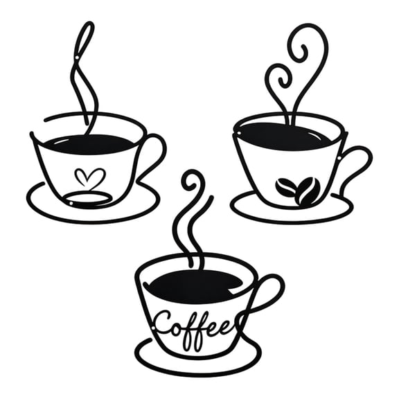 QueMer Metal Coffee Cup Wall Decors Cafe Themed Wall Art Decoration Retro Cup Signs for Kitchen Shop Restaurant Decorations