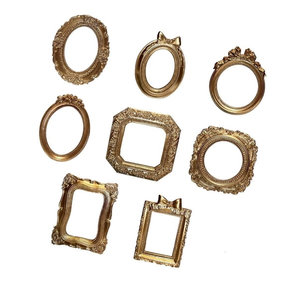 QueMer Picture Frame Victorian Small Antique Resin Photo Frame Oval Rectangular Wall Hanging Display or Table Decors
