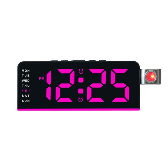 QueMer Projection Clock for Bedroom Ceiling, Alarm Clocks with 180° Rotatable Projector, Day of Week Temperature and Date