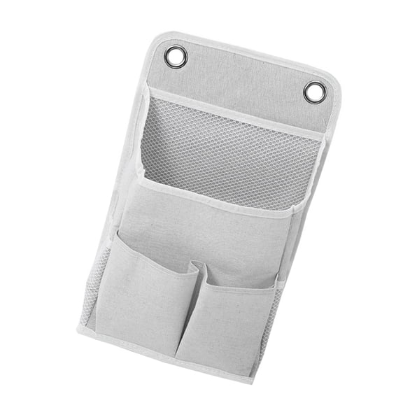 QueMer Versatile Cotton Linen Hanging Shelf With Large And Small Pockets Wall Mounted Storage Bag Perfect For Daily Storage