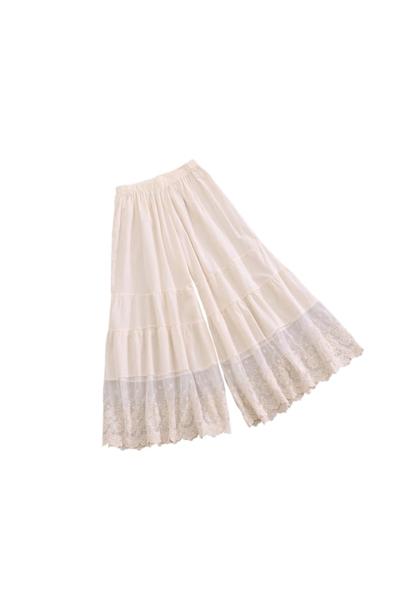 Women Culotte Half Slips Cotton Bloomer Pettipants Under Dresses Lace Trim Pants Elastic Waist Liner Slip Shorts