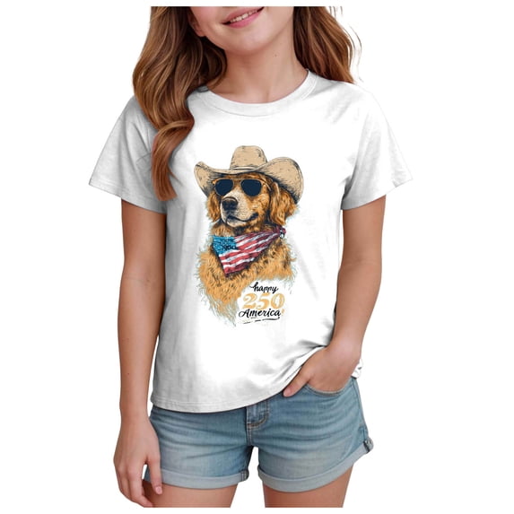 Quealent 250 Years USA Shirt for Kids 1776 American Flag Graphic Shirt Boys Girls Patriotic Short Sleeve 4th of July Tee Top 4-13Y (White, 3-4 Years)
