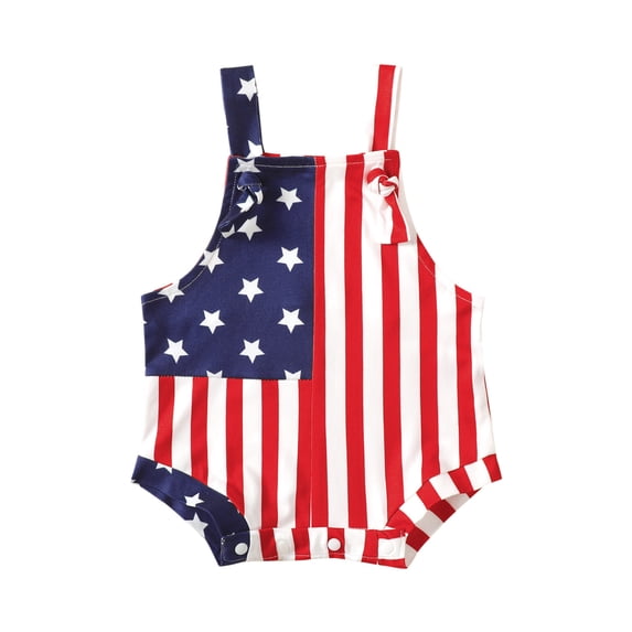 Quealent 4th of July Outfits for Baby Boys Girl Outfit USA Romper Oversized Short Sleeve T-Shirt Romper Bodysuit Top Summer Clothes Independence Day Girls Clothes Red,3-6 Months