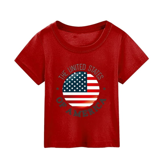 Quealent 4th Of July Shirts Kids USA Shirts for Kids Boys Girls Independence Day American Flag Graphic Tee Patriotic Shirt Tops Red,9-10 Years