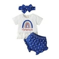 thumbnail image 1 of Quealent 4th of July Baby Clothes Independence Day Baby Girl Outfits Romper T Shirt Shorts Blue,2-3 Years, 1 of 5