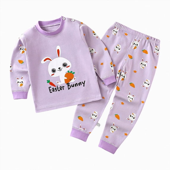 Quealent 6M-12Y Infant Kids Toddler Girls Boys Soft Comfy Modal Tencel Sleepwear Pajamas 2pcs Set (Purple, 2-3 Years)