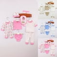 thumbnail image 1 of Quealent 8 Pack Preemie Bodysuit Set Preemie Clothes Cotton Hat Socks Newborn Baby Layette Gift Set for Girls Boys Blue 0-3 Months, 1 of 9