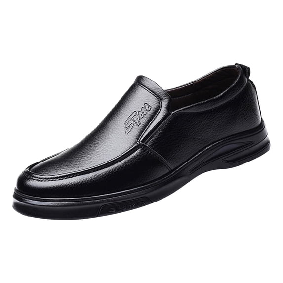 Quealent Adult Men Shoes Casual Mens Shoes Leather Fashion Men'S Breathable Comfortable Business Slip On Work Mens Slip On Casual Shoes Leather Black 8.5