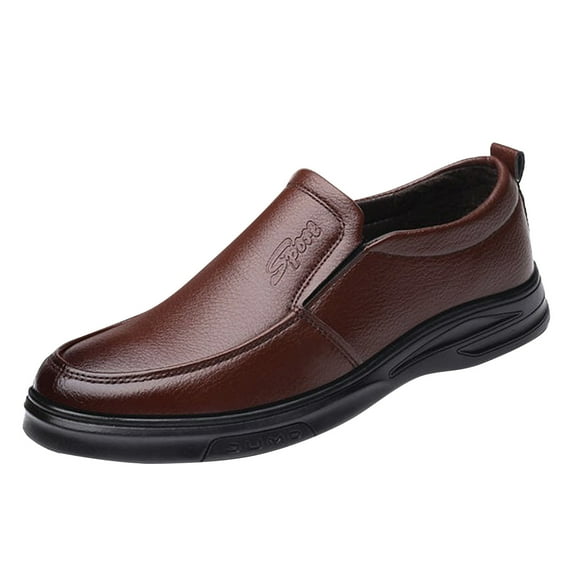 Quealent Adult Men Shoes Casual Mens Shoes Leather Fashion Men'S Breathable Comfortable Business Slip On Work Mens Slip On Casual Shoes Leather Brown 8