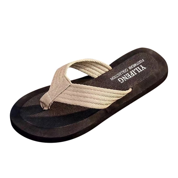 Quealent Adult Men Shoes Crock Flip Flops Men Shoes Fashion Beach Flip Flops Flat Toe Sandwich Beach Flip Flops for Men Flip Flop Men Beige 7.5