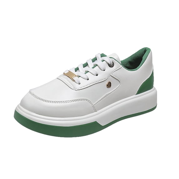 Quealent Adult Women Fashion Sneakers Sneaker Slippers for Women Ladies Fashion Color Blocking Leather Lace Up Comfortable Sneaker Roller Skates for Women Green 8.5