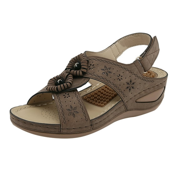 Quealent Adult Women Sandal Mystique Sandals for Women Summer Fashion Women Flowers Casual Open Toe Wedges Massage Nine Sandals for Women 7 Bw1 6.5