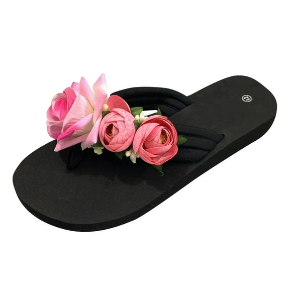 Quealent Adult Women Sandal Womens Breathable Walking Sandals Slippers for Women Ladies Summer Flip Flops Open Toe Wide Width Sandals for Women 9W Hot Pink 6.5