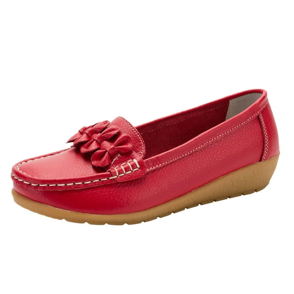 Quealent Adult Women Shoes Casual Dress Shoes for Women Slip On Slip On Women Comfort Walking Flat Loafers Casual Womens Shoes Casual Slip On Wide Red 8.5