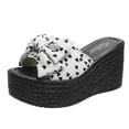thumbnail image 1 of Quealent Adult Women Shoes Wolf Slippers for Women Ladies Summer Fashion Bow Love Cloth Platform Wedge Beach Sandals Kitty Cat Slippers for Women White 7.5, 1 of 5