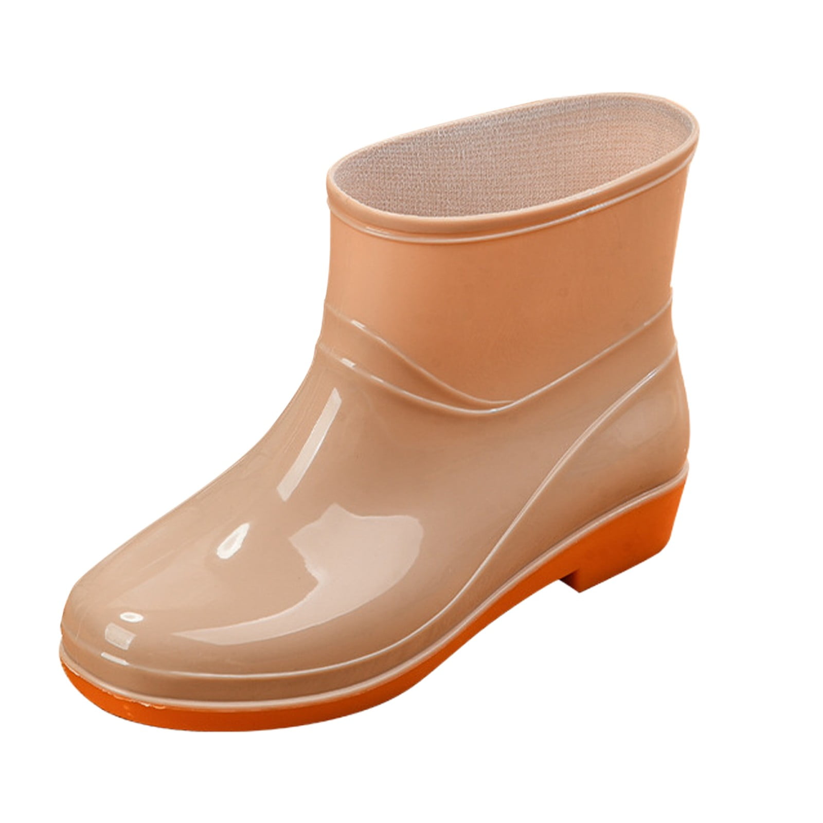 Quealent Adult Women Shoes Womens Rain Shoes Wide Width Women Rain Shoes Shoes Comfortable Light Ankle Rain Boots Frosted Stylish Winter Boots Khaki 7.5