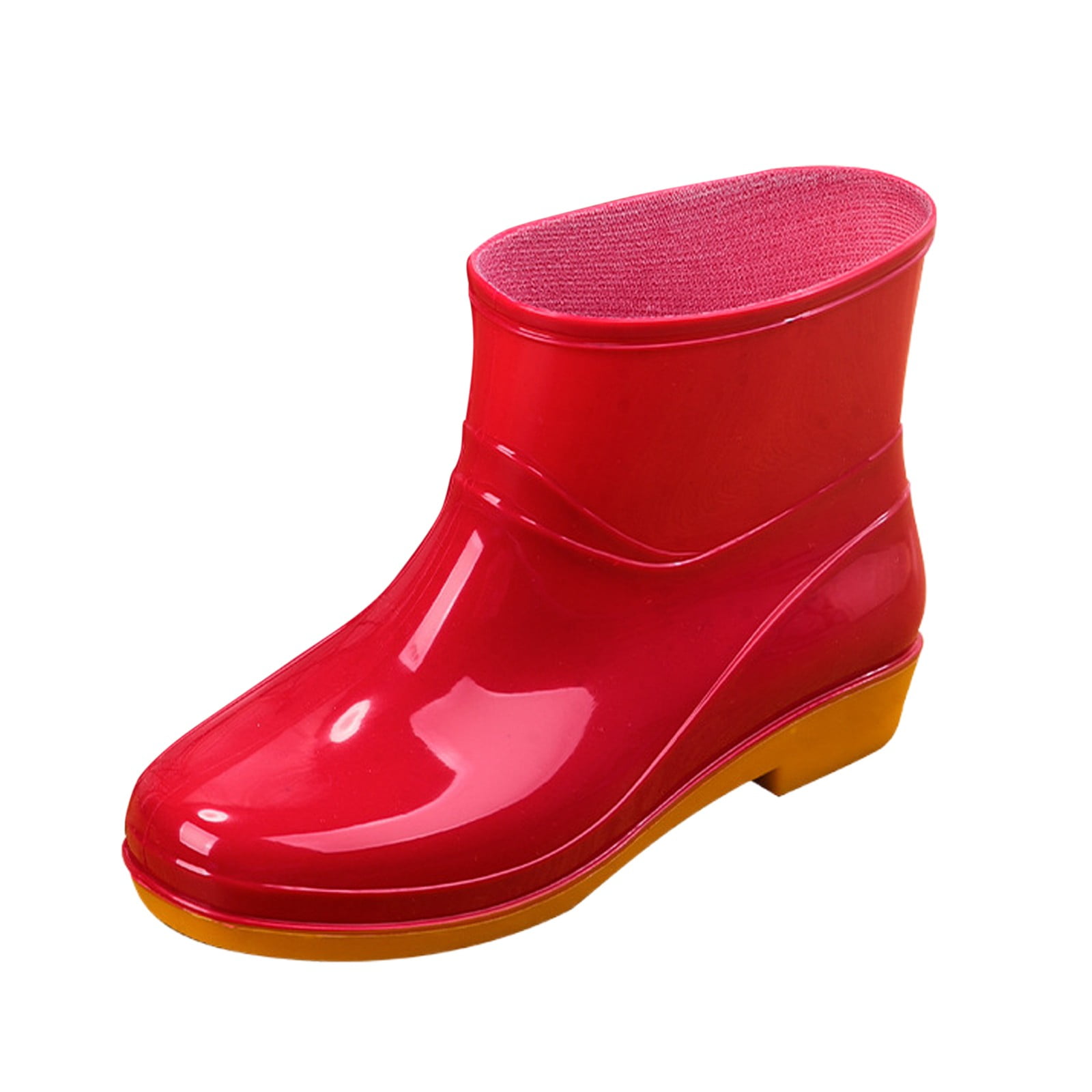 Quealent Adult Women Shoes Womens Rain Shoes Wide Width Women Rain Shoes Shoes Comfortable Light Ankle Rain Boots Frosted Stylish Winter Boots Red 7.5