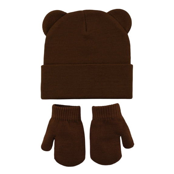 Quealent Baby Beanies for Boys Girls Newborn Infant Hat with Mittens Cute Cotton Hospital Hats (Coffee, 6-36 Months)