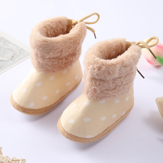 "Quealent Baby Booties Baby Boys Girls Booties Stay On Socks Non Skid Soft Sole Toddler Warm Winter House Slipper Crib Shoes,Beige 0"