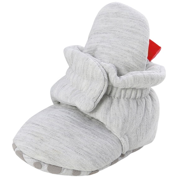 Quealent Baby Booties Fleece Unisex Cozy Soft Warm Non-Slip Shoes First Walkers Newborn to 18 Months Winter Autumn Light Gray for Size Infant 4.5