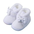 thumbnail image 1 of Quealent Baby Booties Newborn Fleece First Walking Shoes Non-Slip Sole Slippers Cozy Warm Booties for Infant Toddler Boys Girls White for Size Infant 4, 1 of 8