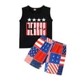 thumbnail image 1 of Quealent Baby Boy 4th of July Outfits Summer Clothes Short Sleeve T Shirt + Stars Shorts Set Toddler Independence Day Outfit Black,2-3 Years, 1 of 5