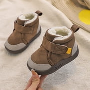 Quealent Baby Boy Booties Baby Boys Girls Snow Winter Boots Toddler Soft Sole Winter Warm Crib Booties Shoes,Coffee 3 Years